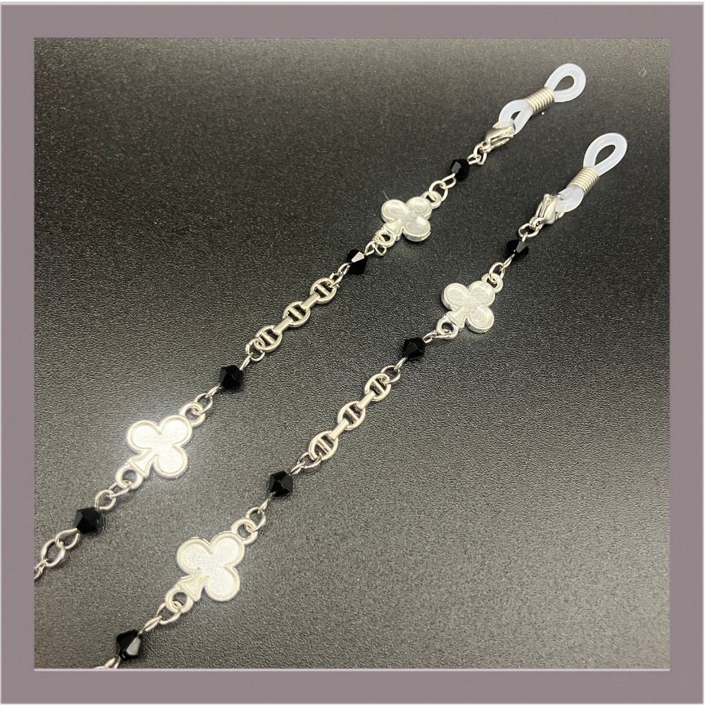 【メガネチェーン】ブラック×シルバー (ニッケルフリー)ハンドメイド