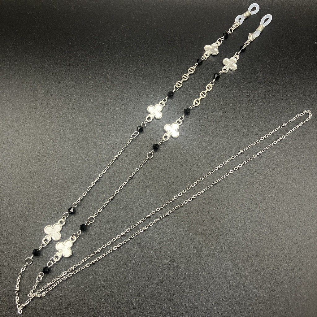 【メガネチェーン】ブラック×シルバー (ニッケルフリー)ハンドメイド