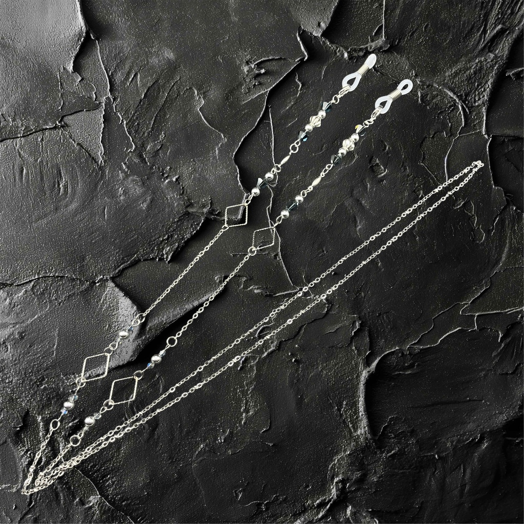 【メガネチェーン】ブラック×シルバー (ニッケルフリー)ハンドメイド