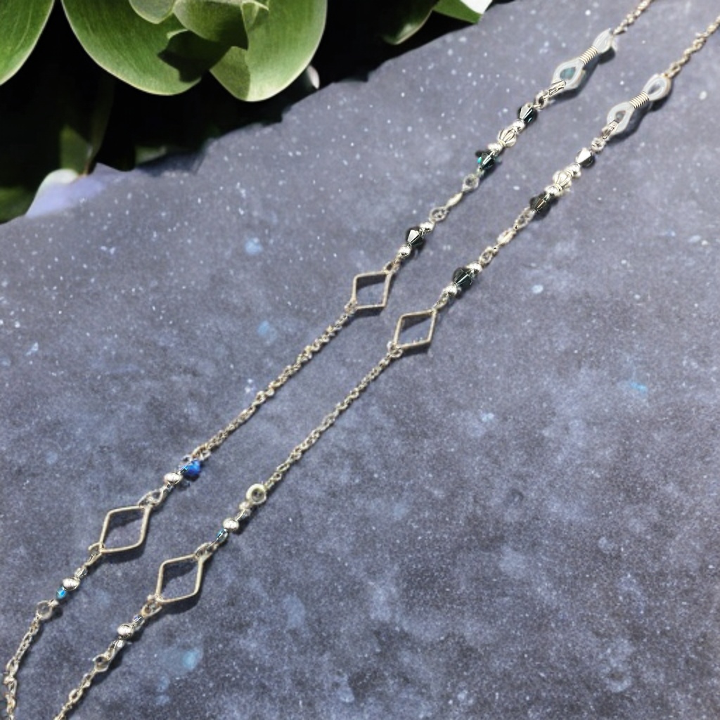 【メガネチェーン】ブラック×シルバー　(ニッケルフリー)ハンドメイド