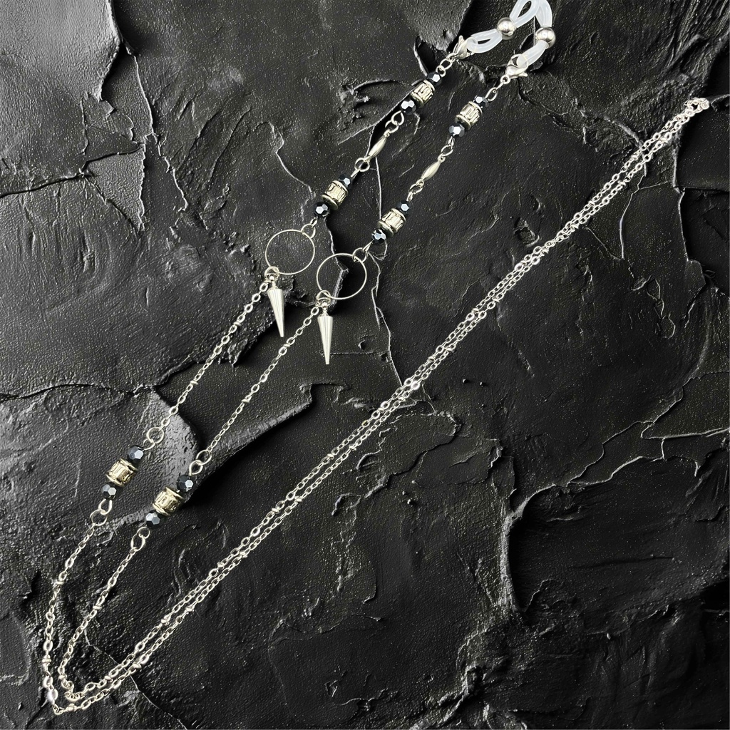 【メガネチェーン】ブラック×シルバー (ニッケルフリー)ハンドメイド