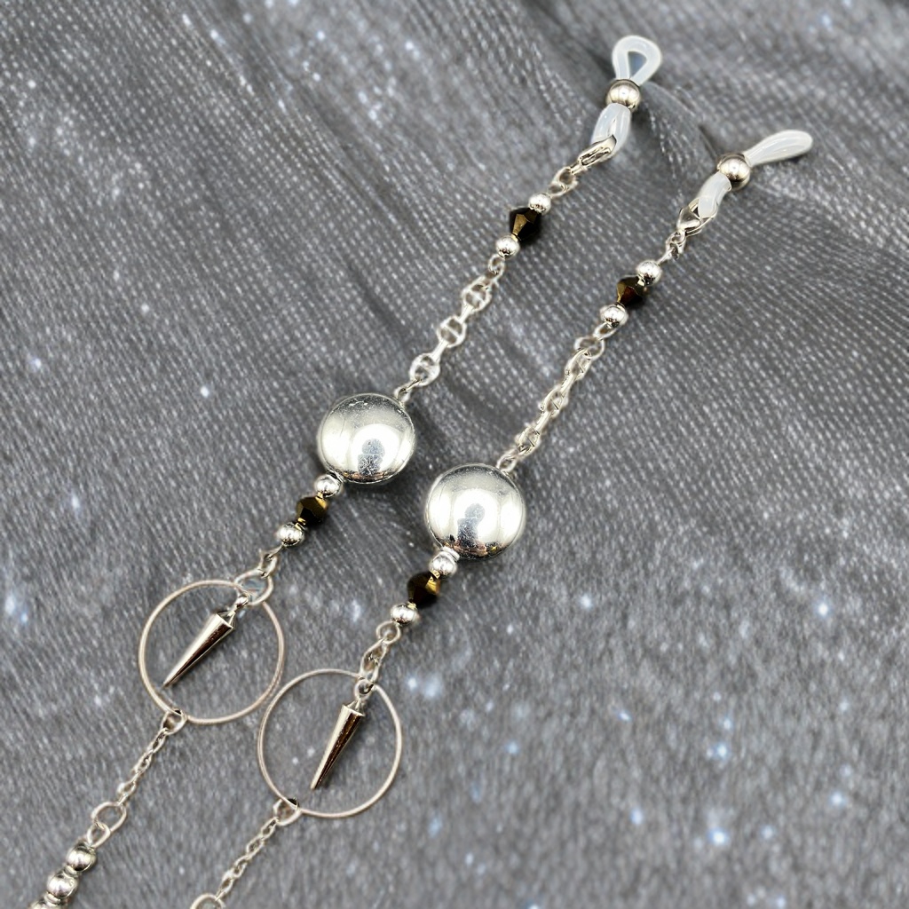 【メガネチェーン】ブラック×シルバー (ニッケルフリー)ハンドメイド