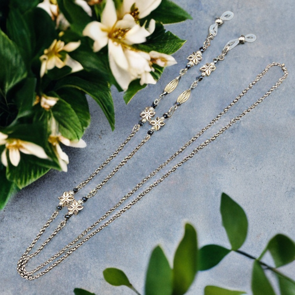 【メガネチェーン】ブラック×シルバー (ニッケルフリー)グラスコード