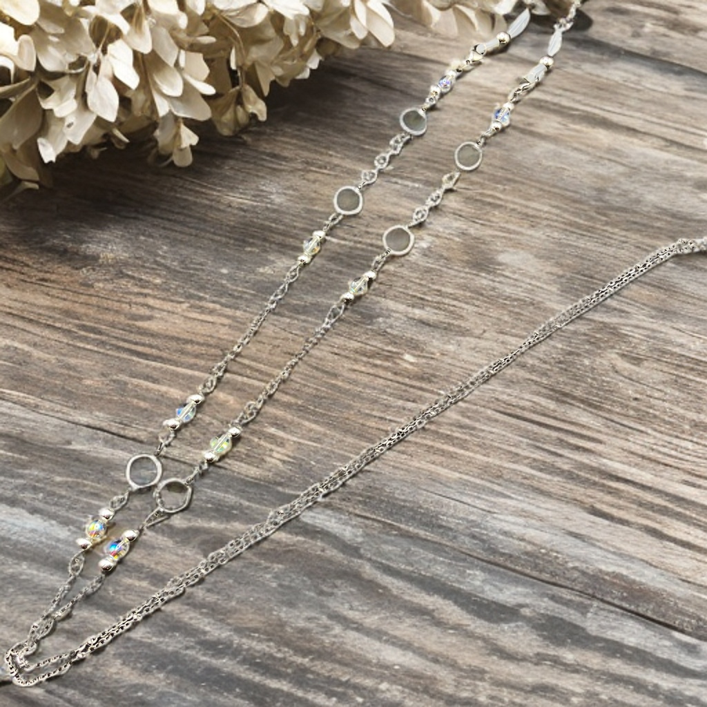 【メガネチェーン】クリア×シルバー (ニッケルフリー)ハンドメイド