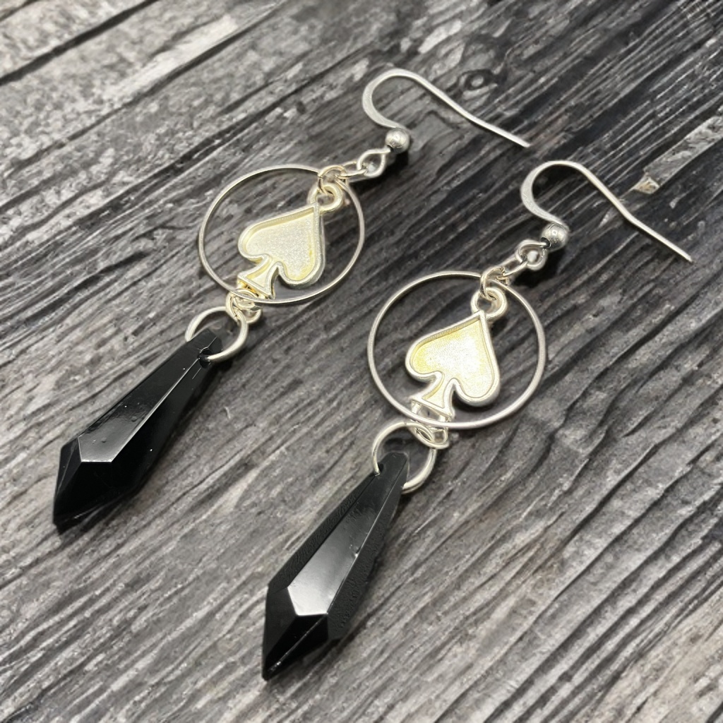 【ピアス イヤリング】ブラック×シルバー　ハンドメイド　ニッケルフリー