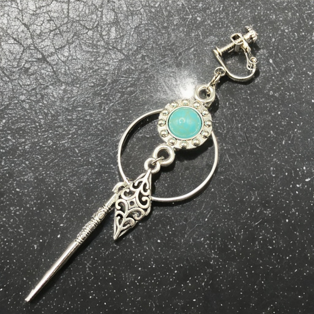 【3/20 アルトヴァリエで先行販売　後日BOOTHで通販予定】片耳イヤリング アシンメトリー ピアス穴不要　金属アレルギー対応　個性派アクセ　魔法　ファンタジー　ブルー