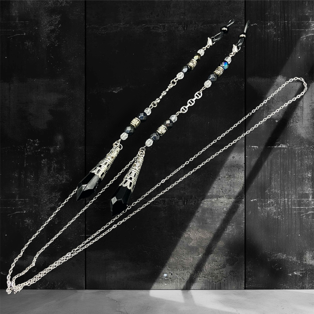 メガネチェーン グラスコード 金属アレルギー対応 サージカルステンレス ファンタジー ニッケルフリー 個性的 推し活 ブラック かっこいい 魔法 ペンデュラム