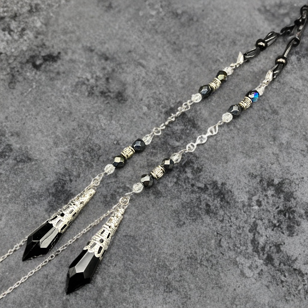 メガネチェーン グラスコード 金属アレルギー対応 サージカルステンレス ファンタジー ニッケルフリー 個性的 推し活 ブラック かっこいい 魔法 ペンデュラム