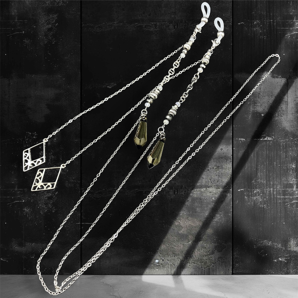 メガネチェーン グラスコード 金属アレルギー対応 サージカルステンレス ファンタジー ニッケルフリー 個性的 推し活 ブラック かっこいい