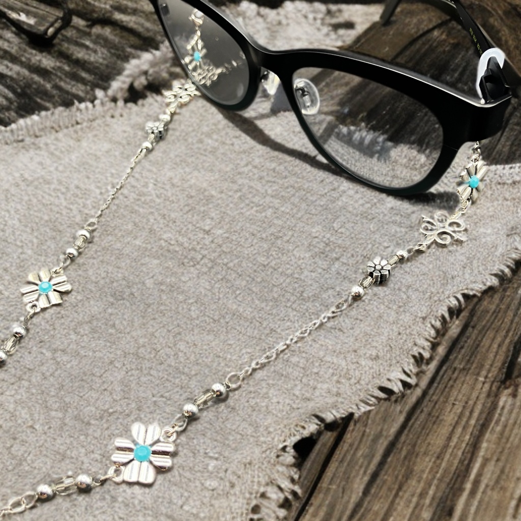 メガネチェーン グラスコード 金属アレルギー対応 サージカルステンレス ファンタジー ニッケルフリー 個性的 推し活 かっこいい ミントグリーン 水色