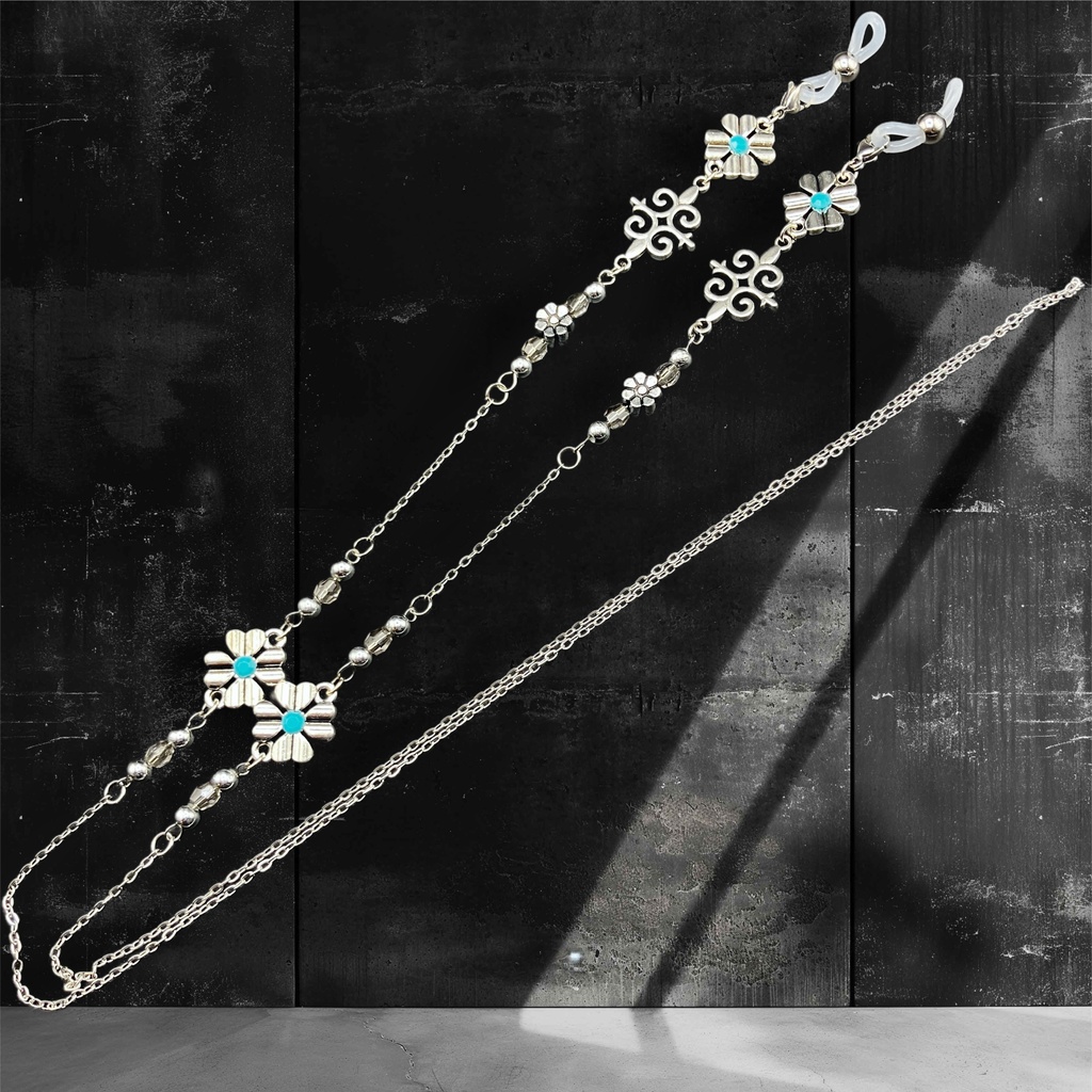 メガネチェーン グラスコード 金属アレルギー対応 サージカルステンレス ファンタジー ニッケルフリー 個性的 推し活 かっこいい ミントグリーン 水色