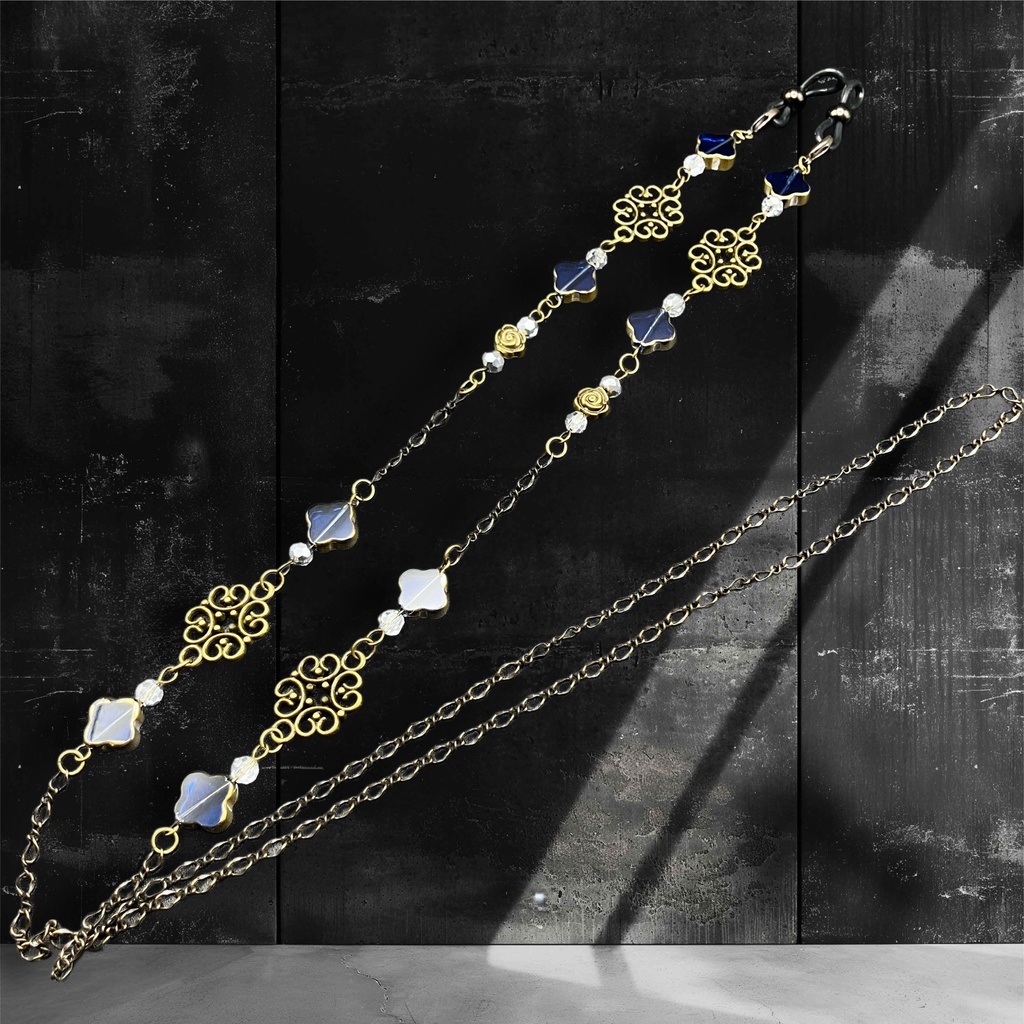 メガネチェーン グラスコード ファンタジー 個性的 推し活 ブルー かっこいい ゴシック アンティーク