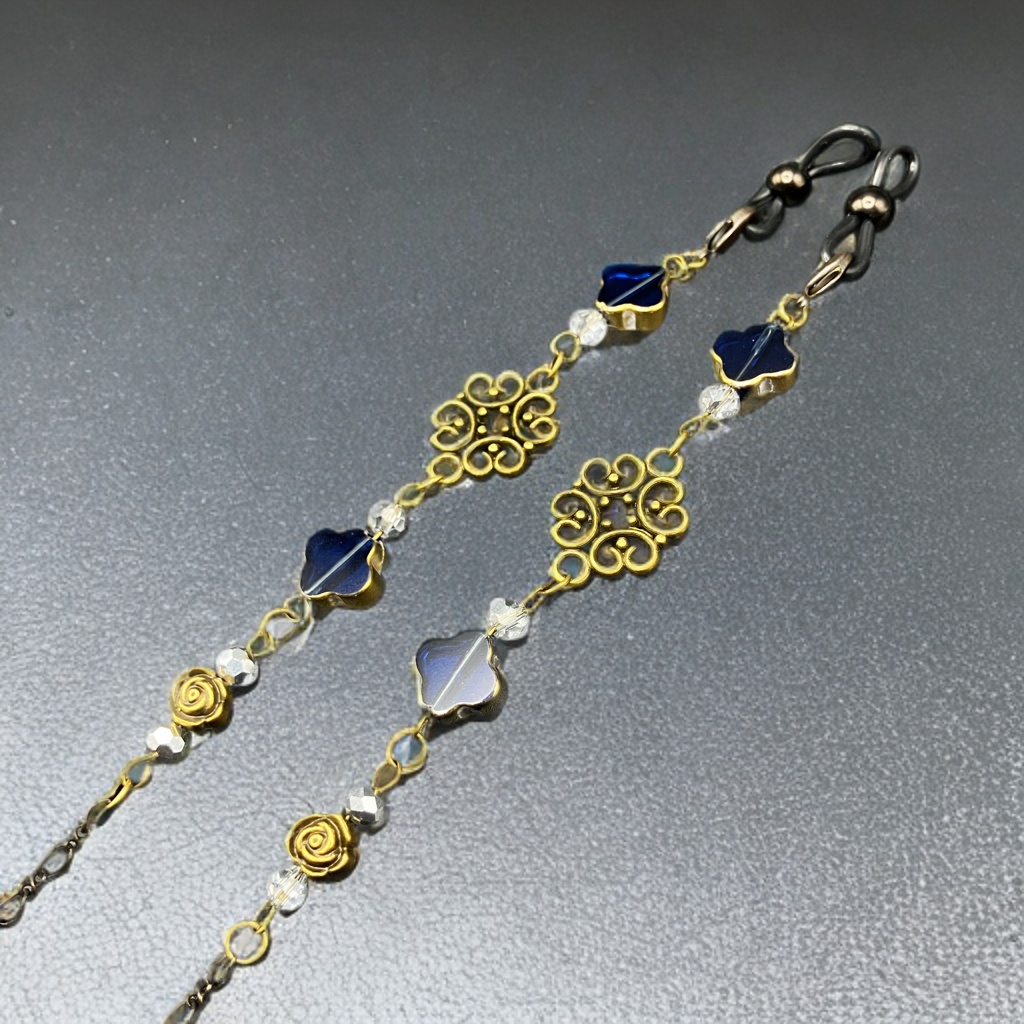 メガネチェーン グラスコード ファンタジー 個性的 推し活 ブルー かっこいい ゴシック アンティーク