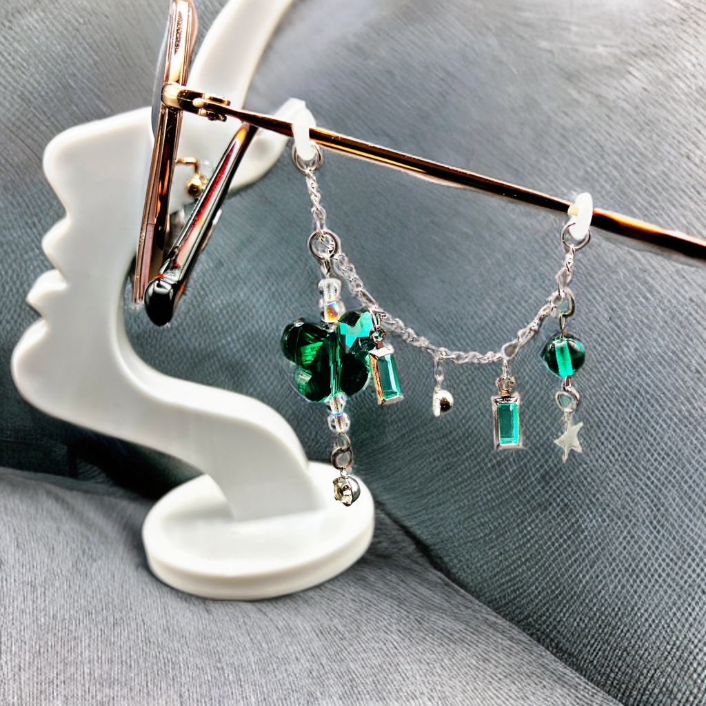 メガネチャーム メガネアクセサリー ファンタジー 個性的 推し活 グリーン 蝶々