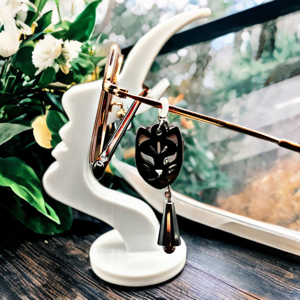 メガネチャーム メガネアクセサリー ファンタジー 個性的 推し活 ブラック 狐 キツネ