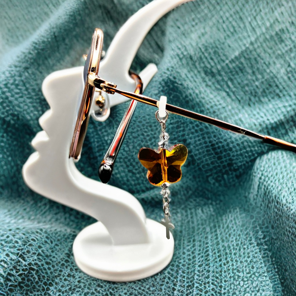 メガネチャーム メガネアクセサリー ファンタジー 個性的 推し活 オレンジ かわいい 蝶々