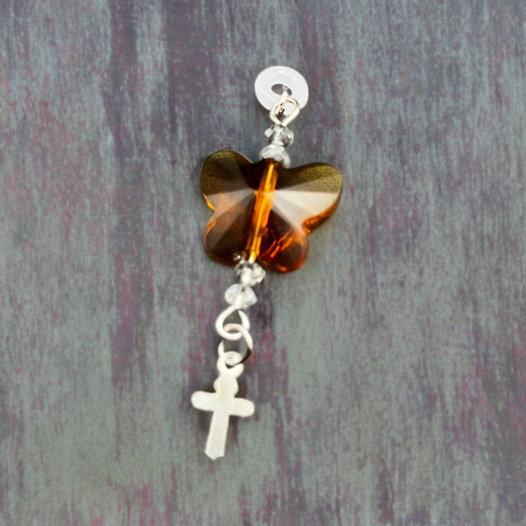 メガネチャーム　メガネアクセサリー　ファンタジー　個性的　推し活　オレンジ　かわいい　蝶々