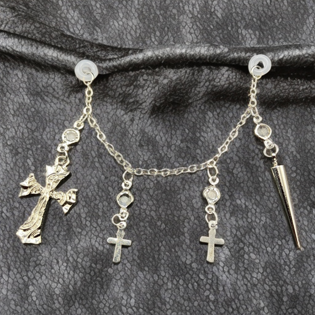 メガネチャーム メガネアクセサリー ファンタジー 個性的 推し活 十字架 パンク ロック ゴシック かっこいい