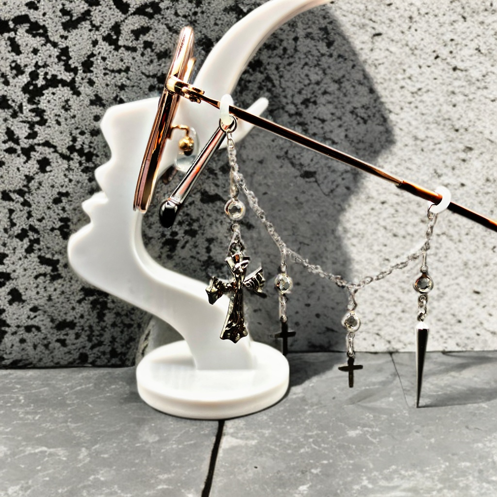 メガネチャーム メガネアクセサリー ファンタジー 個性的 推し活 十字架 パンク ロック ゴシック かっこいい