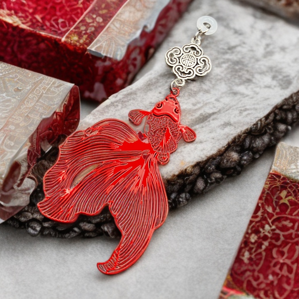 メガネチャーム メガネアクセサリー ファンタジー 個性的 推し活 レッド 中華風 和風 金魚