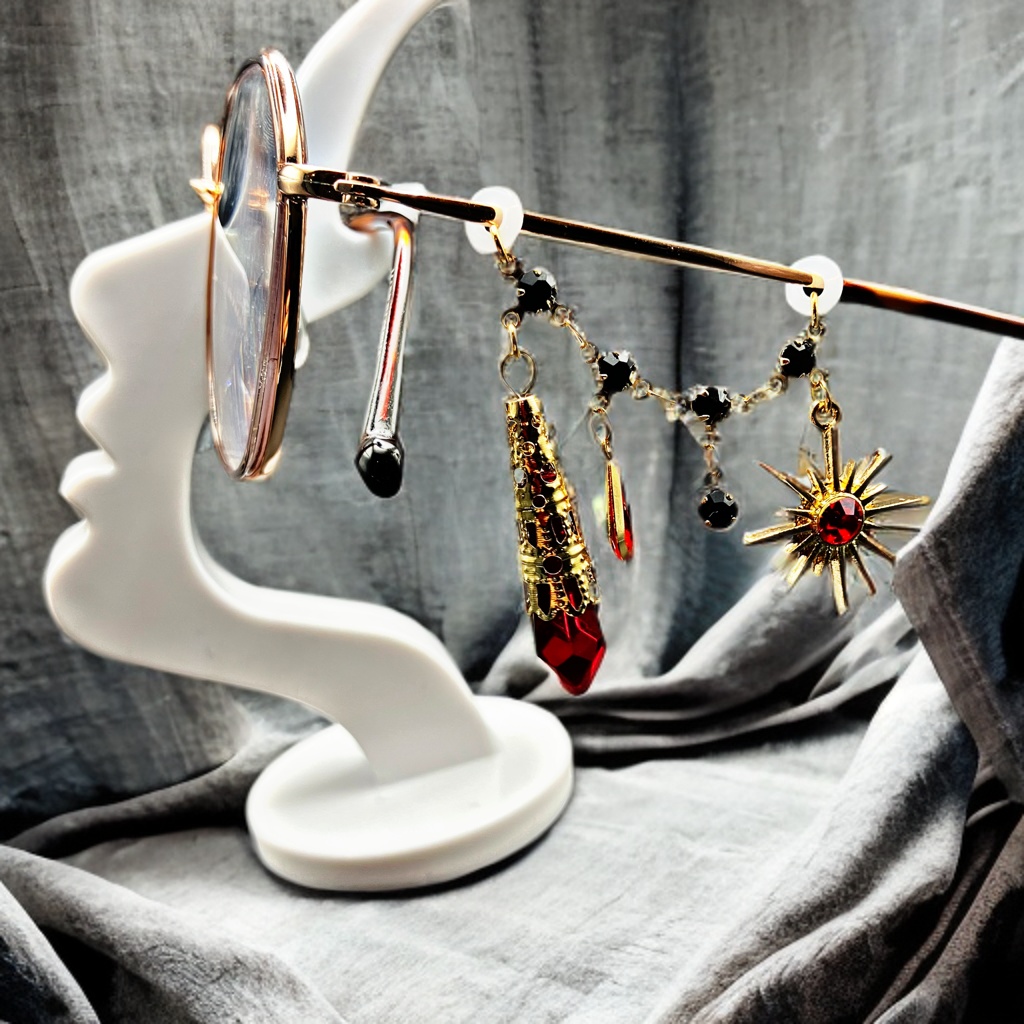 メガネチャーム メガネアクセサリー ファンタジー 個性的 推し活 レッド ペンデュラム