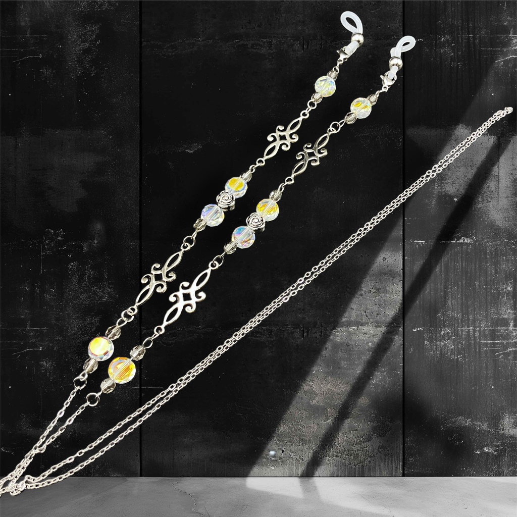 メガネチェーン グラスコード 金属アレルギー対応 サージカルステンレス ファンタジー ニッケルフリー 個性的 推し活 かっこいい 蝶々 サイバー 六角形 レッド