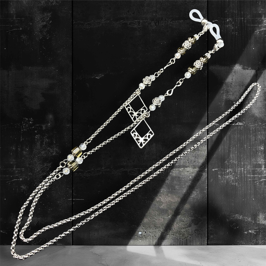 メガネチェーン グラスコード 金属アレルギー対応 サージカルステンレス ファンタジー ニッケルフリー 個性的 推し活 かっこいい かわいい ブラック