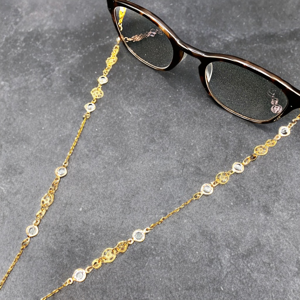 メガネチェーン グラスコード 金属アレルギー対応 サージカルステンレス ファンタジー ニッケルフリー 個性的 推し活 かっこいい クリア 透明 歯車 スチームパンク