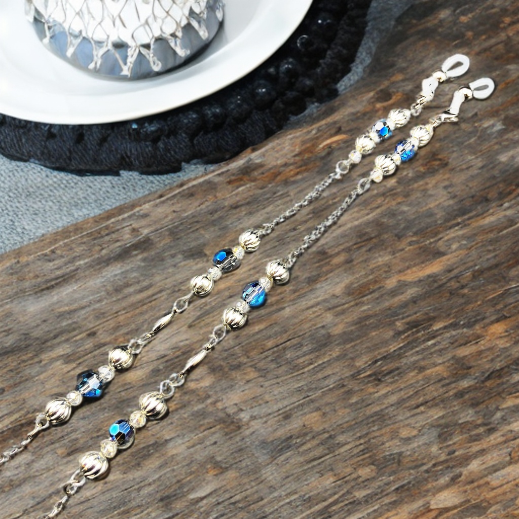 メガネチェーン グラスコード 金属アレルギー対応 サージカルステンレス ニッケルフリー 個性的 推し活 かっこいい ブルー