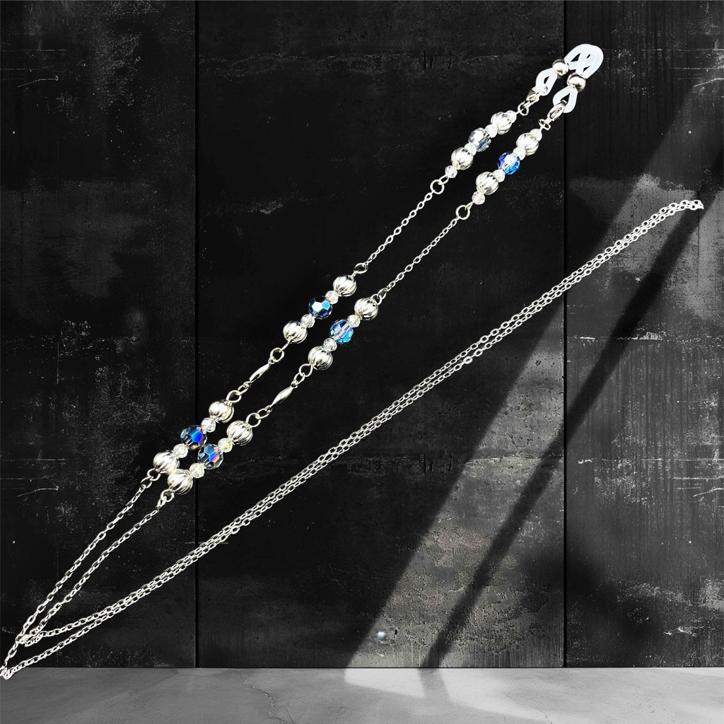 メガネチェーン グラスコード 金属アレルギー対応 サージカルステンレス ニッケルフリー 個性的 推し活 かっこいい ブルー