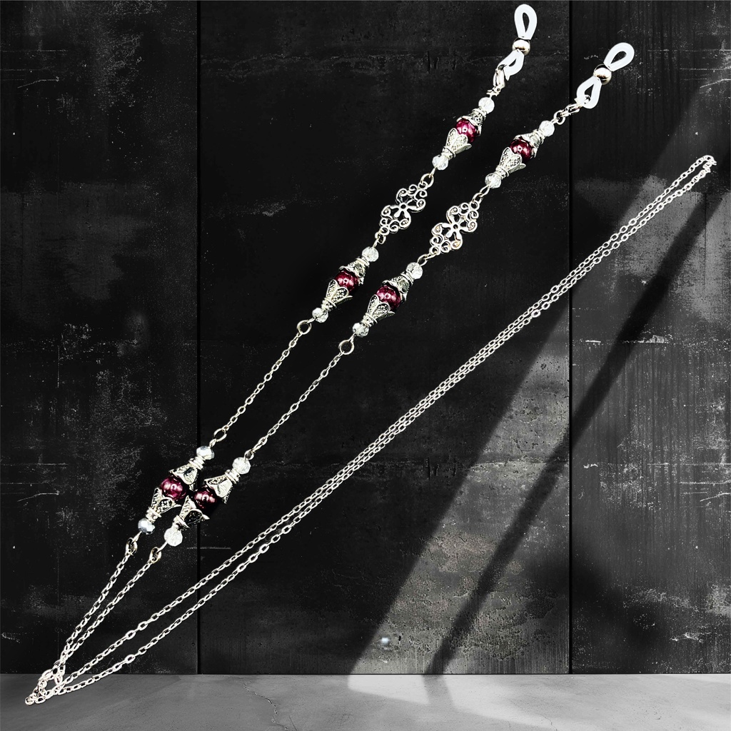 メガネチェーン グラスコード 金属アレルギー対応 サージカルステンレス ニッケルフリー 個性的 推し活 かっこいい レッド