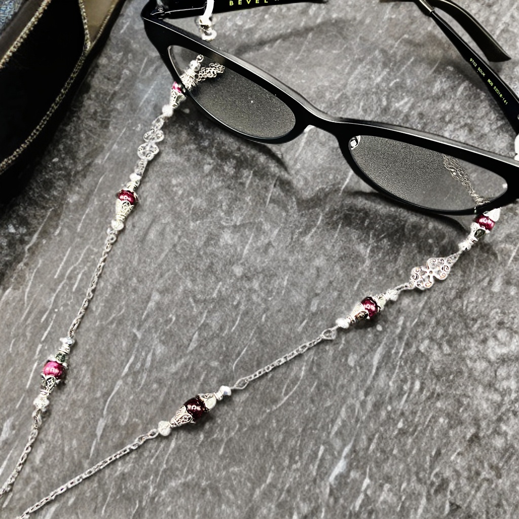 メガネチェーン グラスコード 金属アレルギー対応 サージカルステンレス ニッケルフリー 個性的 推し活 かっこいい レッド