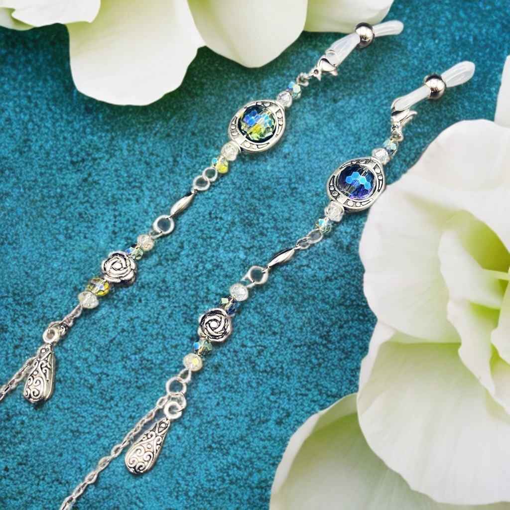 メガネチェーン　グラスコード　金属アレルギー対応　サージカルステンレス　ニッケルフリー　個性的　かっこいい　かわいい　ブルー　グリーン