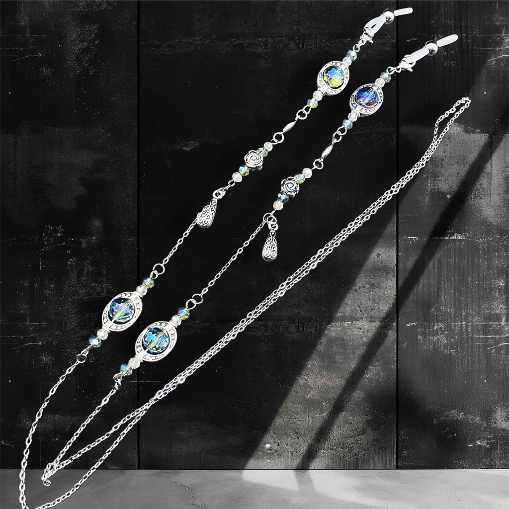 メガネチェーン グラスコード 金属アレルギー対応 サージカルステンレス ニッケルフリー 個性的 かっこいい かわいい ブルー グリーン