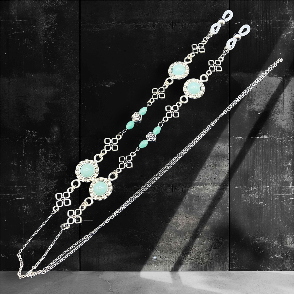 メガネチェーン グラスコード 金属アレルギー対応 サージカルステンレス ニッケルフリー 個性的 かっこいい かわいい ミントグリーン 夏コーデ