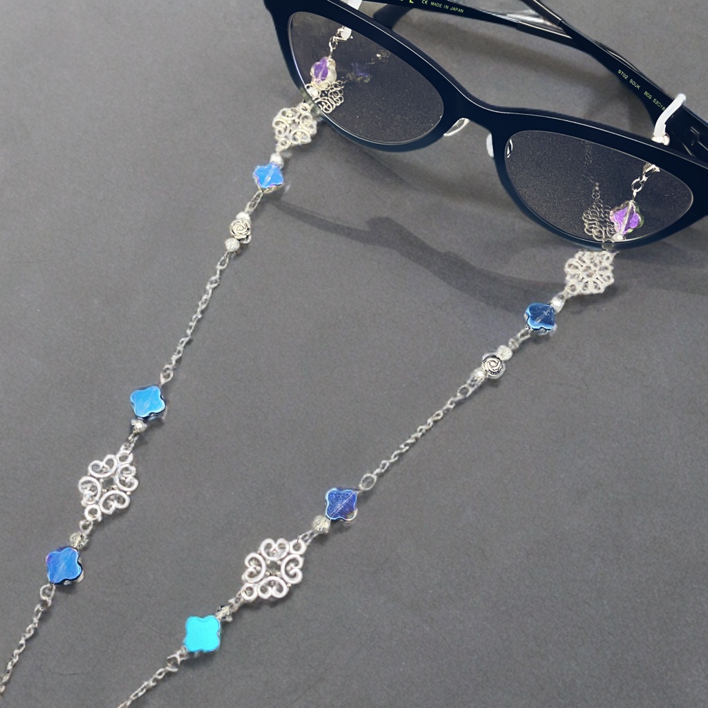 メガネチェーン グラスコード 金属アレルギー対応 サージカルステンレス ニッケルフリー 個性的 かっこいい ブルー