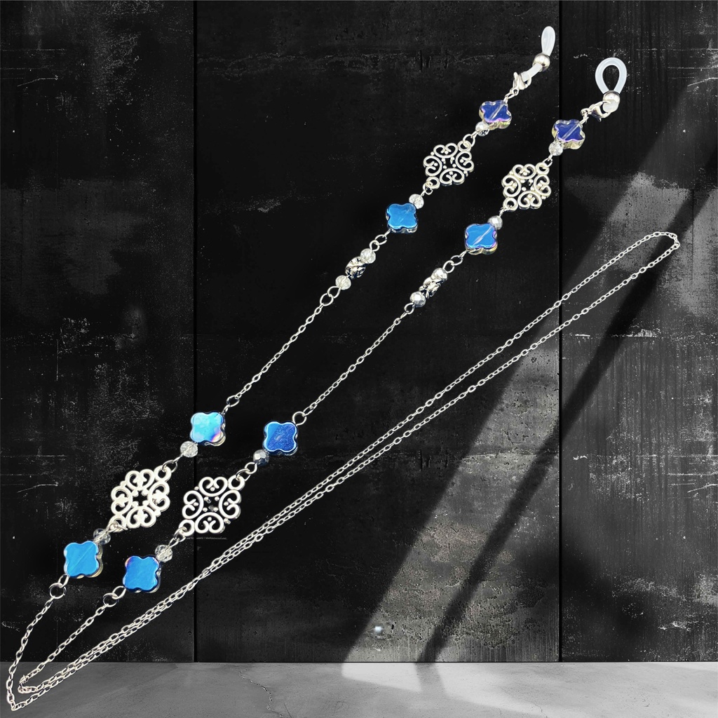 メガネチェーン グラスコード 金属アレルギー対応 サージカルステンレス ニッケルフリー 個性的 かっこいい ブルー