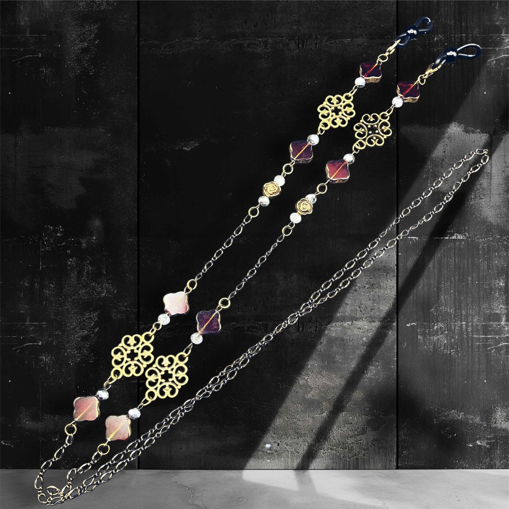 メガネチェーン グラスコード ファンタジー 個性的 推し活 きれい アンティーク かっこいい レッド