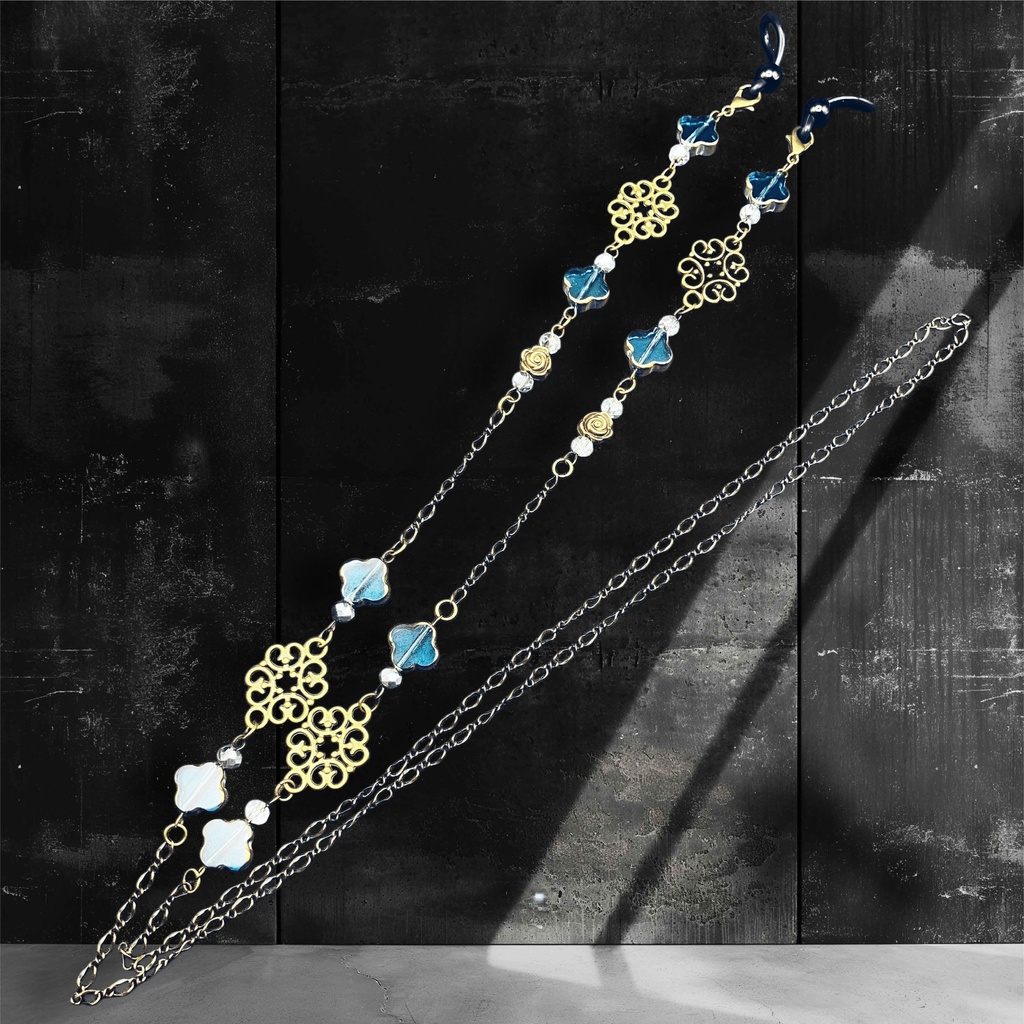 メガネチェーン グラスコード ファンタジー 個性的 推し活 きれい アンティーク かっこいい ブルー