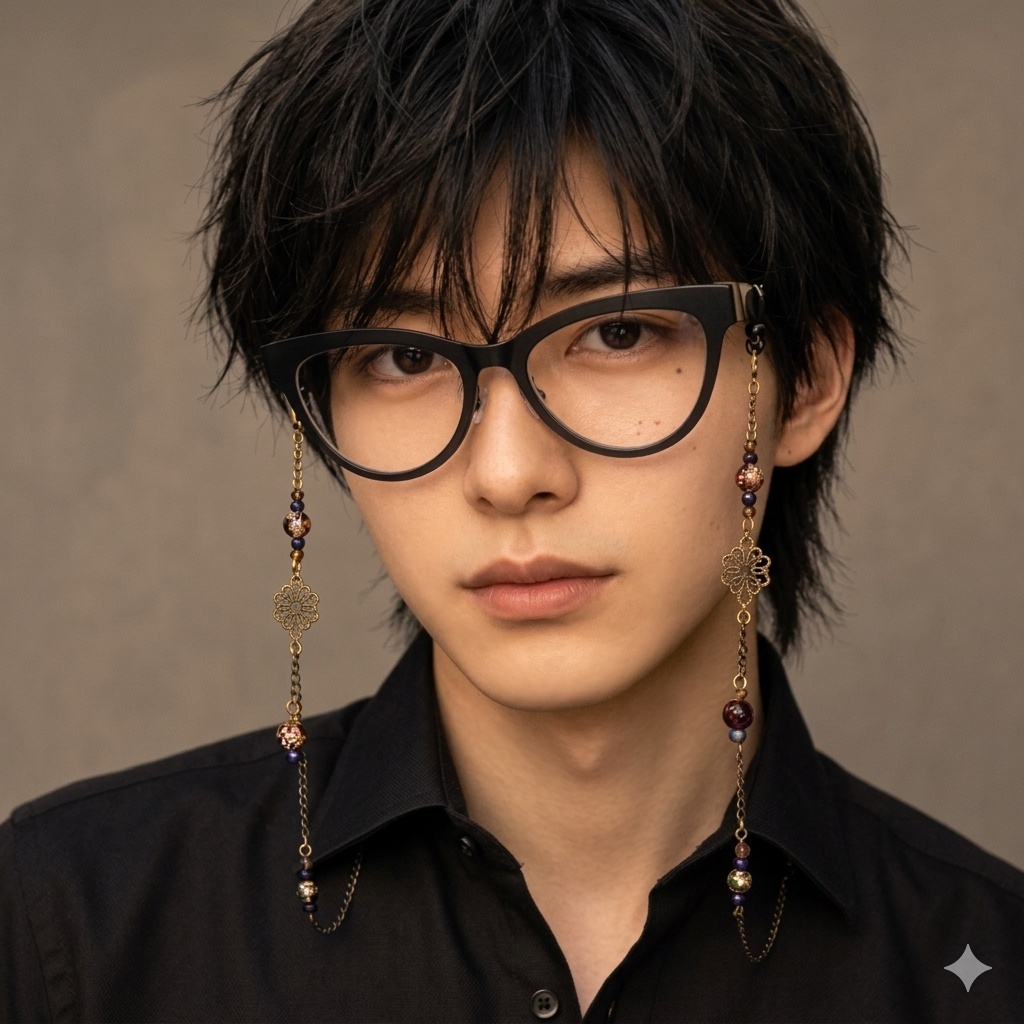 メガネチェーン グラスコード ファンタジー 個性的 推し活 きれい アンティーク かっこいい イエローゴールド レッド ファンタジー ゴシック 魔法