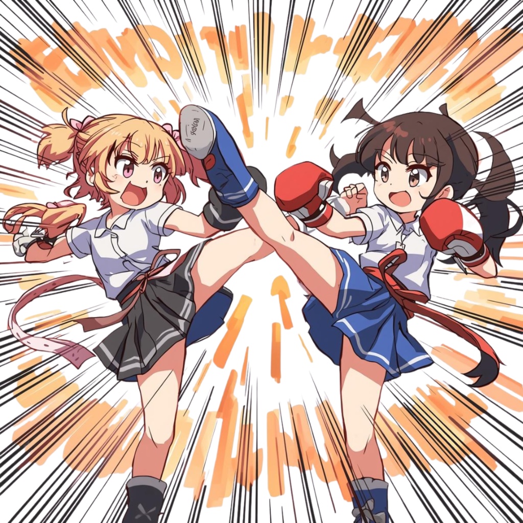 アニメ・水彩画風・グラフィック・etc♡ キックボクシング クリップアートセット(14種類)