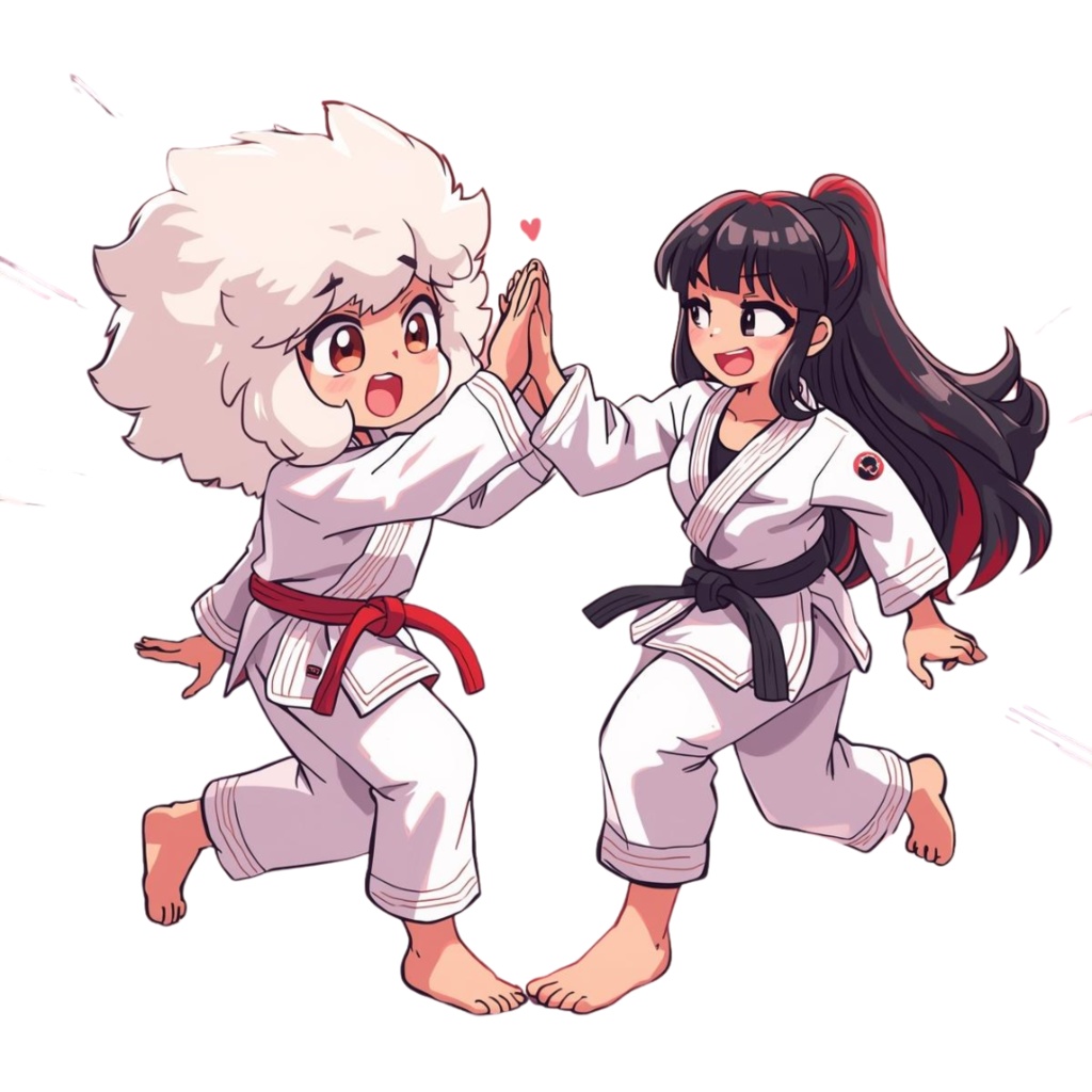 アニメ風ゆるふわ・ブラジリアン柔術ガールズ クリップアートセット(10種類)