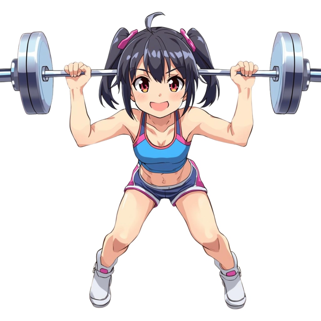 ゆるふわ系アニメ風 フィットネス女子クリップアート素材(10種類セット)