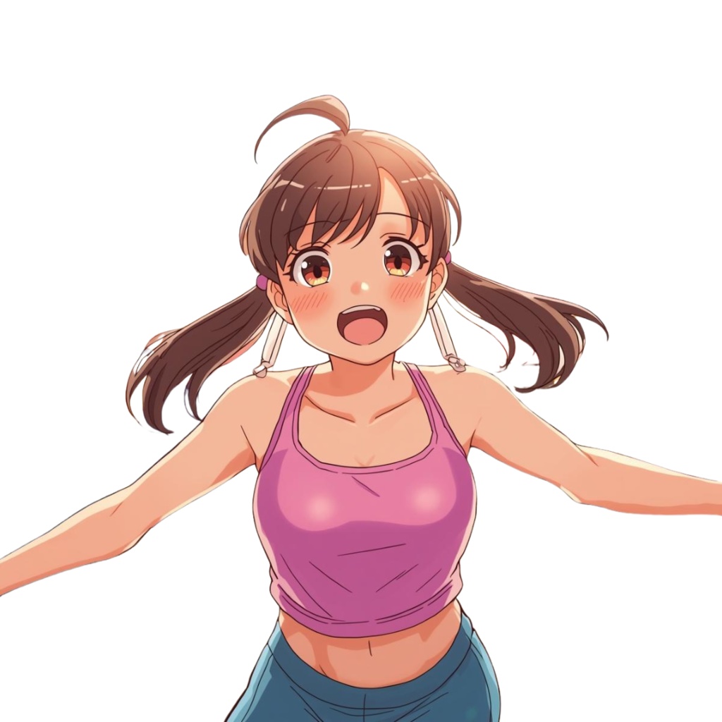 ゆるふわ系アニメ風 フィットネス女子クリップアート素材(10種類セット)