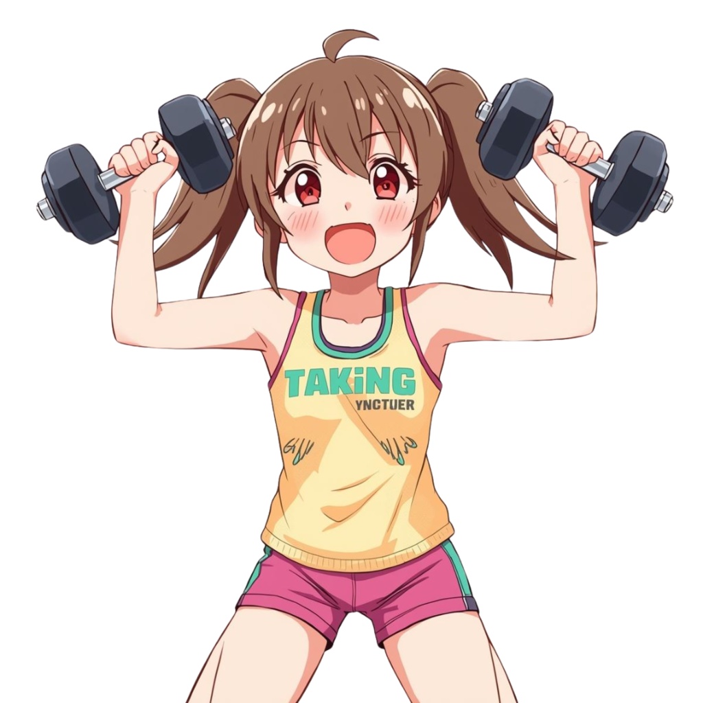 ゆるふわ系アニメ風 フィットネス女子クリップアート素材(10種類セット)