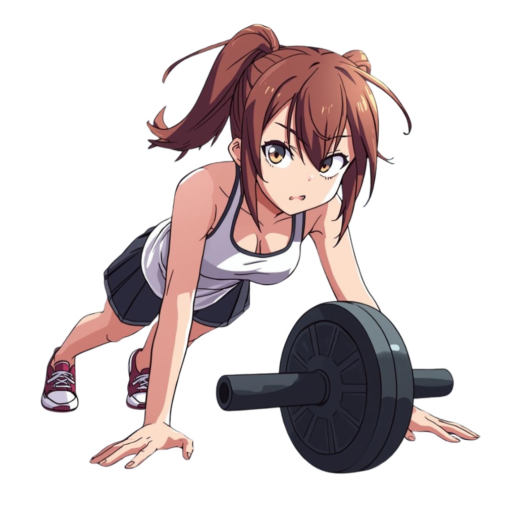 ゆるふわ系アニメ風 フィットネス女子クリップアート素材(10種類セット)