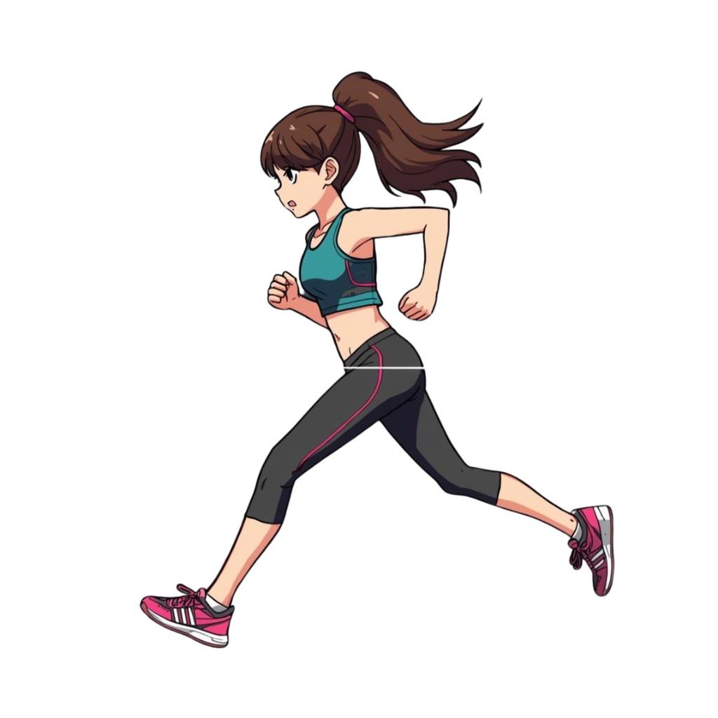 ゆるふわ系アニメ風 フィットネス女子クリップアート素材(10種類セット)