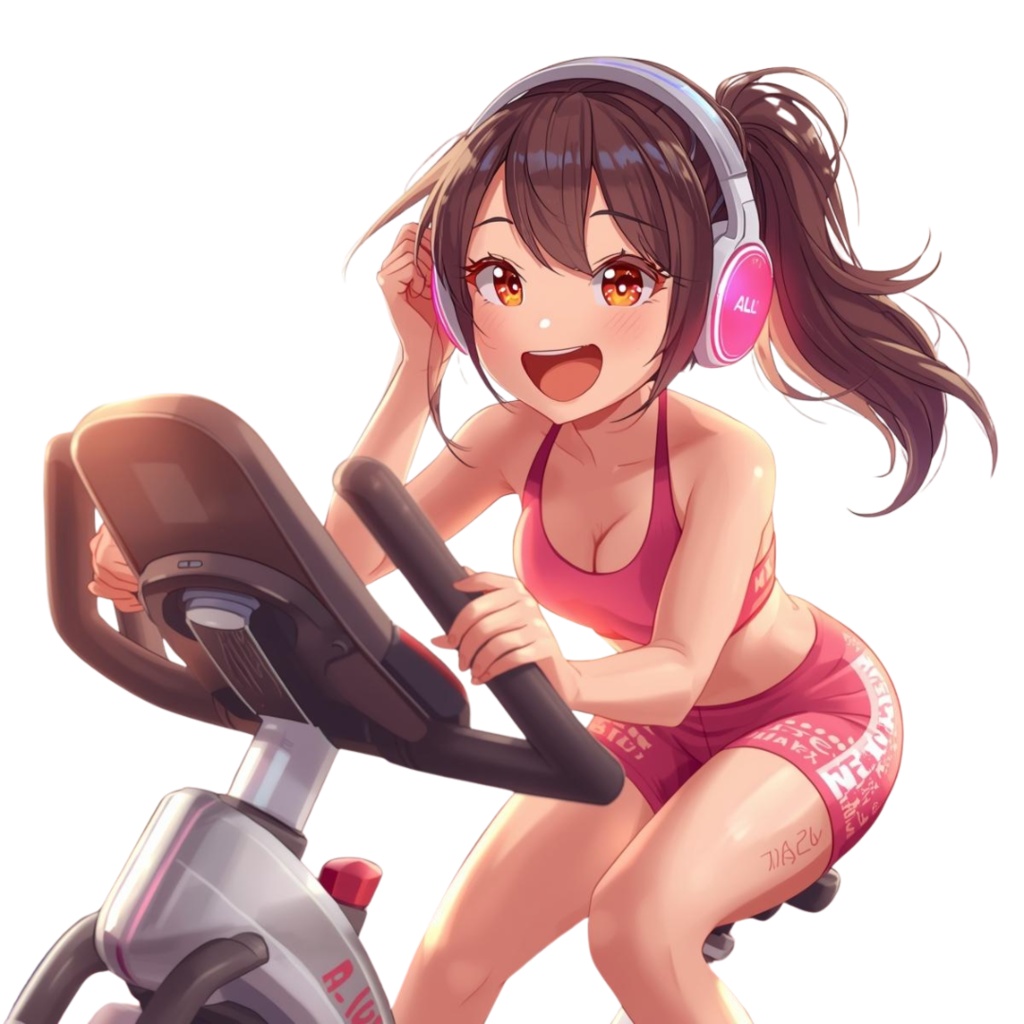 ゆるふわ系アニメ風 フィットネス女子クリップアート素材(10種類セット)