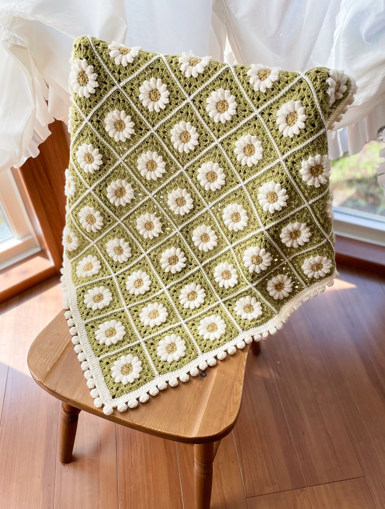 新・マーガレットの春の草原色ブランケット