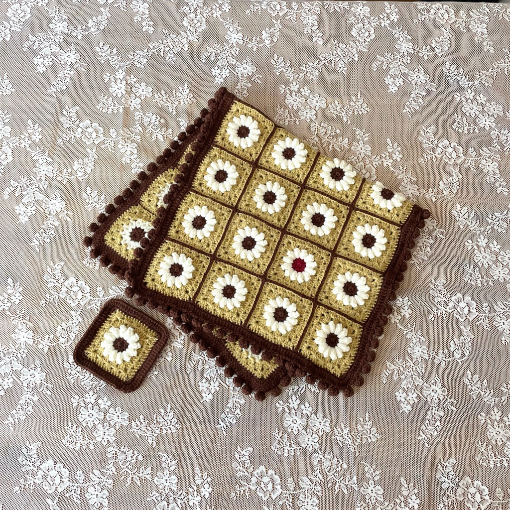 レトロ喫茶シリーズ*こっくり色のかためプリン・ハーフブランケット